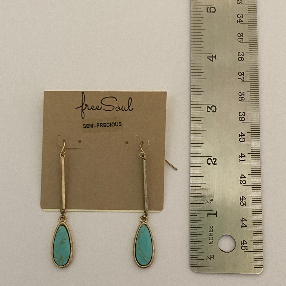 Costume Turquoise-Style Drop Earrings - Picture 2 of 3